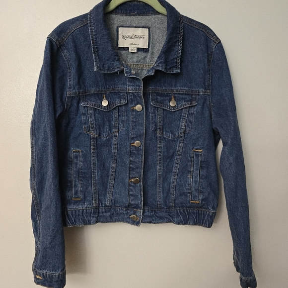 Reserve Fairfax Jean Jacket Womens Medium Cropped Blue Denim Medium Wash - Picture 1 of 11